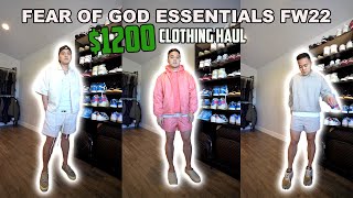 Fear of God Essentials FW22 TRY ON Haul Sizing Quality Outfits [upl. by Bernetta233]