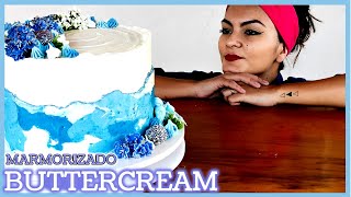 COMO FAZER BUTTERCREAM COM DECORAÇÃO MARMORIZADA [upl. by Dwane86]