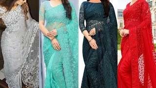 Latest Net Saree Designs 2020Net Saree Designs Collection 2020Latest Indian Net Saree Designs [upl. by Aline587]