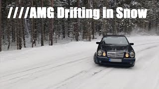 Old AMG Mercedes Drifting in Snow [upl. by Anyalram869]