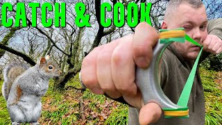 CATAPULT HUNTING  CATCH amp COOK SLINGSHOT SHOOTING BUSHCRAFT SURVIVAL SQUIRREL RABBIT PHEASANT [upl. by Ardine]