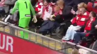 Jerzy Dudek interacts with young disabled lad at legends match [upl. by Areek]