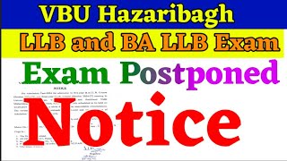 LLB amp BA LLB Exam notice। LLB Exam Postponed VBU Hazaribagh। Legal Study। VBU Hazaribagh। llb ballb [upl. by Acillegna]