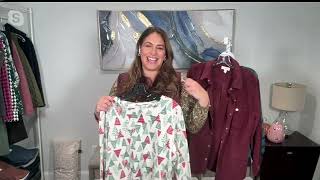 Denim Co Printed Waffle Knit Round Neck Long Sleeve Top on QVC [upl. by Carny]