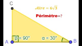 Aire et angle trigonométrie cosinus sinus tangente triangle rectangle périmètre géométrie [upl. by Dnomar]