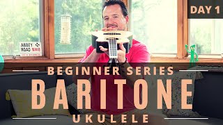 Baritone Ukulele Beginner Series  Day 1  Tutorial  Chords  Play Along [upl. by Templas]