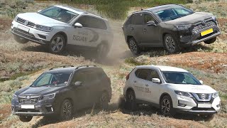 SUV Battle 2020 Toyota RAV4 Nissan Rogue Subaru Forester Mazda CX 5 Volkswagen Tiguan Sportage [upl. by Aihsetan572]