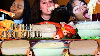 Alfredo Sauce Seafood Mukbang Compilation  Dipping Everything in This Yummy Sauce [upl. by Leatri]