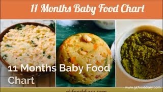 11 Months Baby Food Chart  11 Months Indian Baby Food Recipes [upl. by Petuu793]