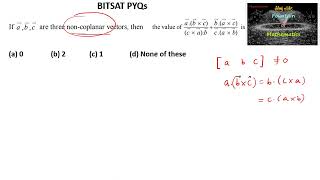 if abc are three noncoplanar vectors then abxccxab baxccaxb MCQBITSATCETKCET24 [upl. by Dlabihcra]