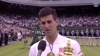 Champion Novak Djokovics oncourt interview [upl. by Klockau]