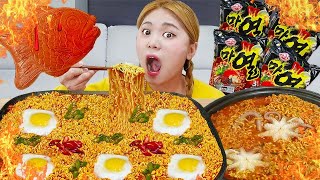 Eating 6 Spicy Ramen Spicy Fire Noodle Challenge Most Spicy ramens mukbangs by HIU 하이유 [upl. by Ellesor]