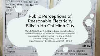 Public Perceptions of Reasonable Electricity Bills in Ho Chi Minh City [upl. by France]