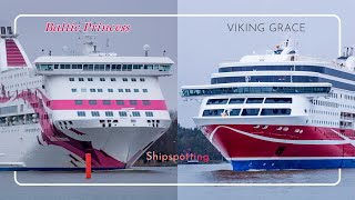 Baltic Princess departing and Viking Grace arriving to Turku [upl. by Mccourt]