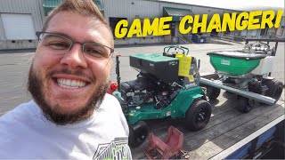 Picking Up Stand On Aerator and SpreaderSprayer ► Game Changer ad [upl. by Conrade]