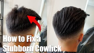 How to Fix a Stubborn Cowlick Easy Fix using a Down Perm [upl. by Jesher]