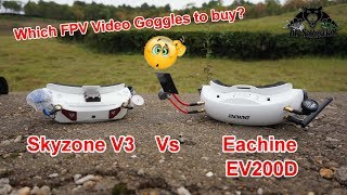 Video Goggles Battle Quadversity Vs Diversity Eachine EV200D Vs SkyZone V3 [upl. by Elleirua]