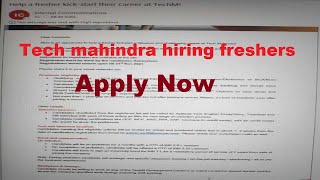 Tech mahindra hiring freshers through ECampusApply Now [upl. by Persis816]