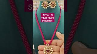 1gmgoldpendentset trendy chain ₹990 freeship orderwhatsappno 9491696780 subscribe online [upl. by Acyssej]