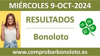 Resultado del sorteo Bonoloto del miercoles 9 de octubre de 2024 [upl. by Mima436]