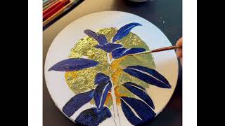 Satisfying GOLD LEAF ART acrylicpainting painting art [upl. by Eca]