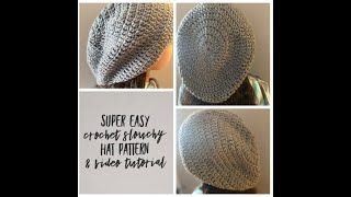 How to crochet a super easy slouchy hat  beginner friendly pattern [upl. by Rothmuller]