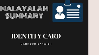 Identity Card by Mahmoud Darwish Malayalam summary [upl. by Eivla]