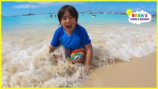 Family Fun Day at the Beach and playing in the sand with Ryans Family Review [upl. by Githens]