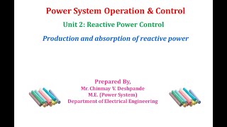 Lec 02 Reactive Power Control Production and absorption of reactive power [upl. by Anairol]