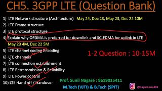 Question Bank Ch5  3GPP LTE  Lec 2  LMRMobile Communication  Sem 7 EXTC [upl. by Maghutte]