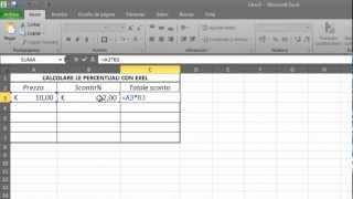 Come Calcolare le Percentuale con Excel  Calcolare Percentuale Tuttoriale sul percento con exel [upl. by Cusick]