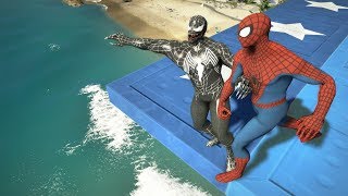 GTA 5 Water Ragdolls  SPIDERMAN vs VENOM JumpsFails 1 Euphoria physics  Funny Moments [upl. by Niram]