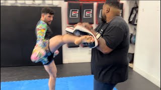 Dynamic striking and pad work after class Muay Thai Dutch Kickboxing and ITF TaekwondDo fusion [upl. by Eigger]