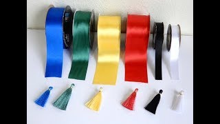 DIYSATIN RIBBON TASSELS COMO HACER BORLAS CON CINTA [upl. by Irod]