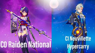 C0 Raiden National And C1 neuvillette Hypercarry 46 Abyss clear  Genshin impact [upl. by Cornela249]