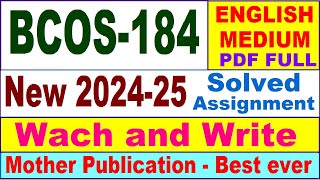 BCOS 184 solved assignment 202425 in English  bcos 184 solved assignment 2025  bcos184 202425 [upl. by Mcmath]