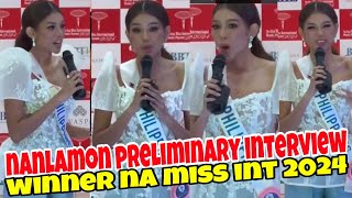 Preliminary Interview Miss International 2024 Philippines Winning Answers [upl. by Kraul]