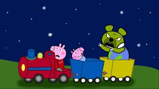 Monster Bear Attacks Children While Riding Train  Peppa Pig Fanmade Coloring Story [upl. by Lapointe]