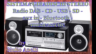 Sistema HI FI giradischi della TREVI  TT 1072 DAB  CDBLUETOOTHSDUSBRADIOMUSICASSETTEencoding [upl. by Rise209]