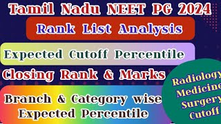 Tamil Nadu NEET PG 2024 Rank List Analysis  Expected Percentile 2024  BranchampCategory wise Cutoff [upl. by Griz874]