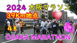 【４K】39km 地点大阪マラソン 4時間39分応援 34000人 全マラソン ランナーの青春の一コマ OSAKA MARATHON [upl. by Brittni991]