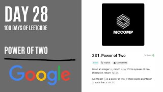 GOOGLE INTERVIEW QUESTION  Power of Two LeetCode problem 231 [upl. by Acira]