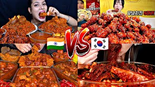 SPICY INDIAN FOOD VS SPICY KOREAN FOOD🌶️🥵🔥🔥🔥Part 2 [upl. by Cammie]