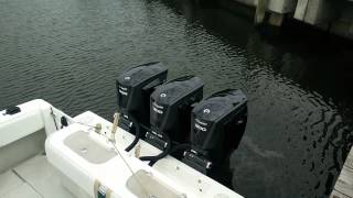 Triple Evinrude G2 300s Cranking and Running [upl. by Sicular]