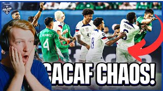 CHAOS In The USA Vs Mexico CONCAF Game  Highlights Reaction [upl. by Lleddaw893]