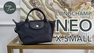 THE BAG REVIEW LONGCHAMP NEO XS  DIFFERENCE WITH ENERGY  WHAT FITS [upl. by Nnylarat601]