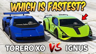 GTA 5 ONLINE  TORERO XO VS IGNUS WHICH IS FASTEST  Lamborghini Countach vs Sian [upl. by Natsyrk]