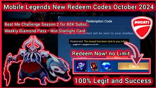 Mobile Legends Redeem Codes October 23 2024  MLBB Diamond Codes  Win Weekly Diamond Pass Soon [upl. by Jessamine]