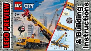 PREVIEW 60409 LEGO CITY Yellow Mobile Construction Crane amp Building Instructions LEGO 2024 [upl. by Sharpe]