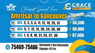 Cheapest Fares for Flights from Amritsar to Canada Special Fare Offers for Oct Nov and Dec 2024 [upl. by Otreblide]